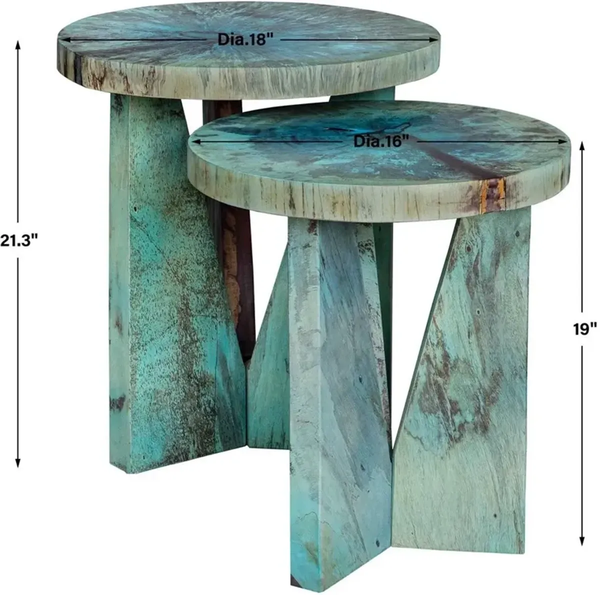 Uttermost Nadette 2-Piece Rich Blue-Green Nesting Tables