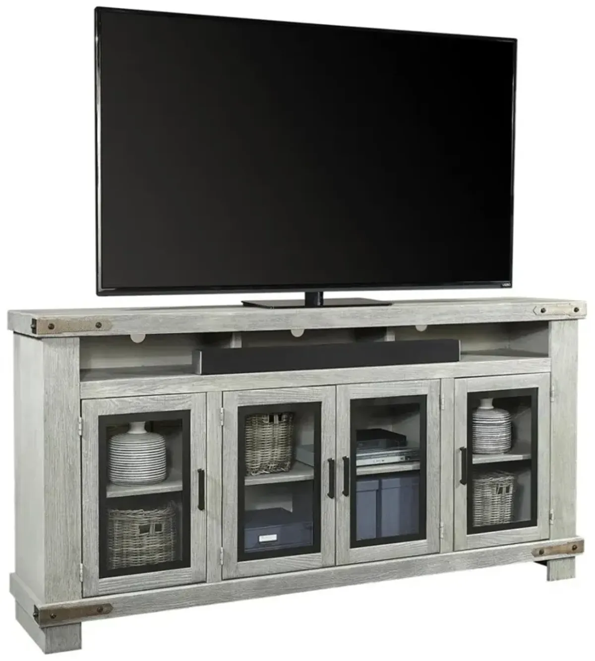 SAWYER LIGHTHOUSE GREY 78 INCH HIGHBOY TV STAND CONSOLE