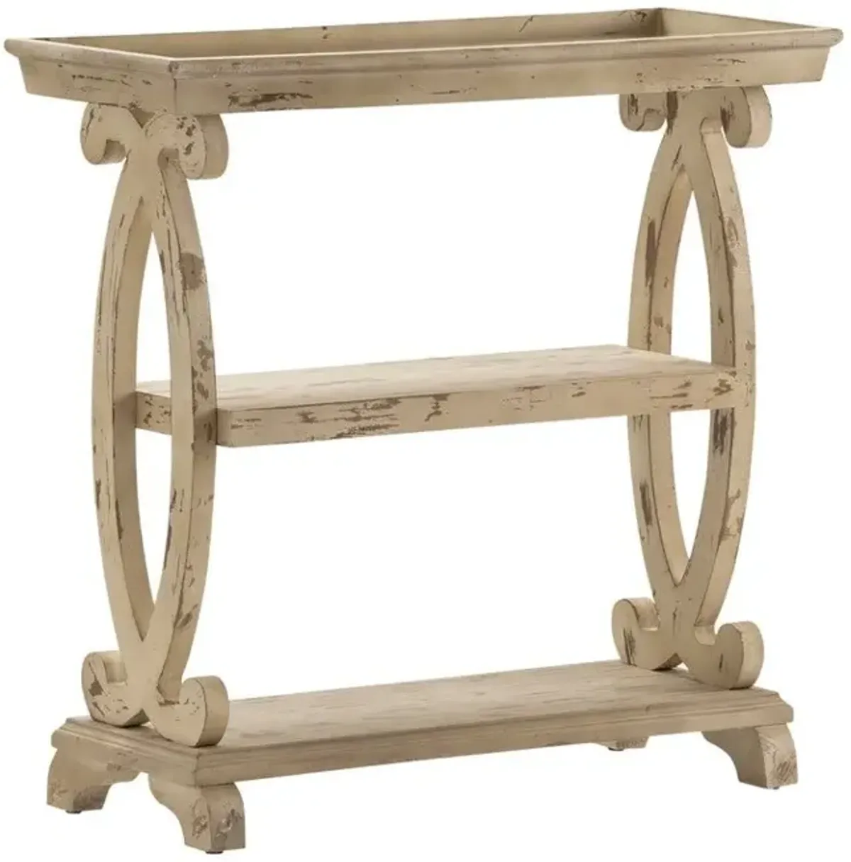 Crestview Newport Distressed White Console Table