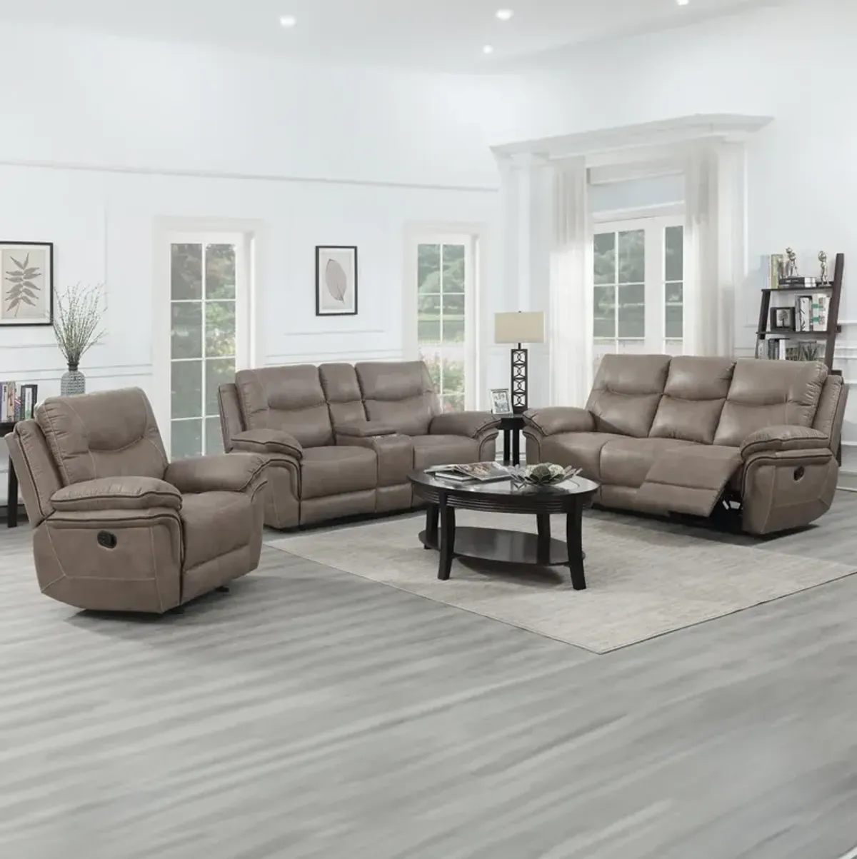 Steve Silver Isabella Sand 3-Piece Manual Motion Sofa, Loveseat & Chair Set in Sand