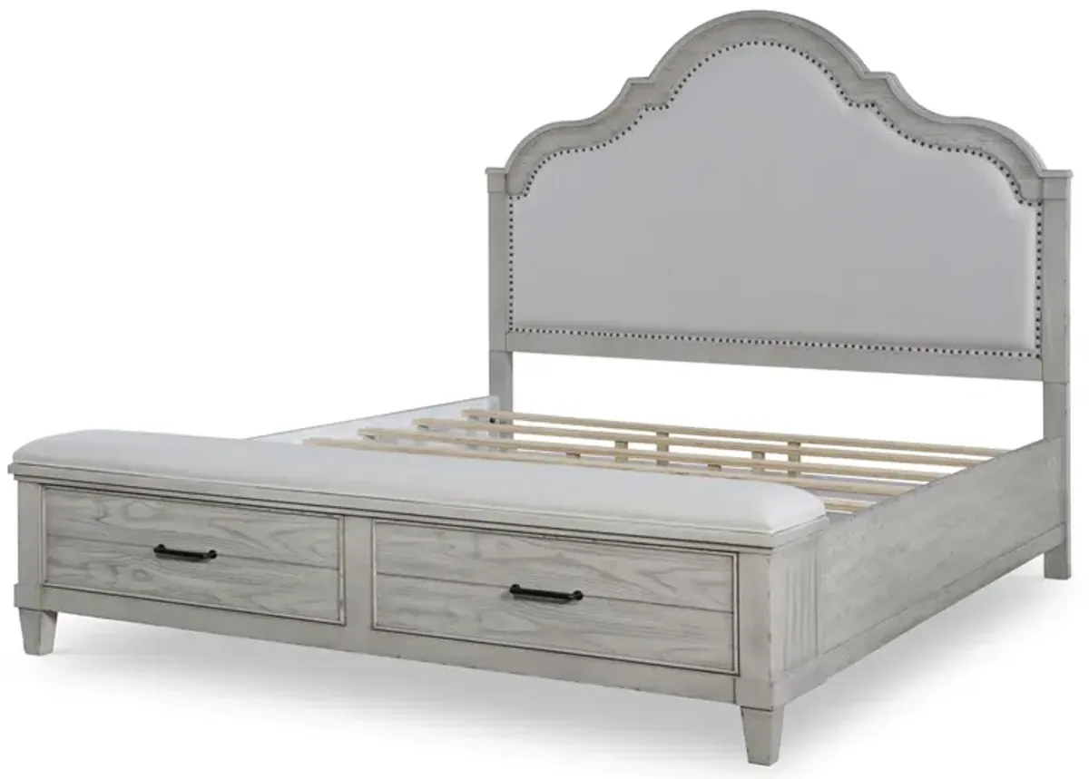 Legacy Classic Upholstered Panel Bed with Storage Footboard King Belhaven