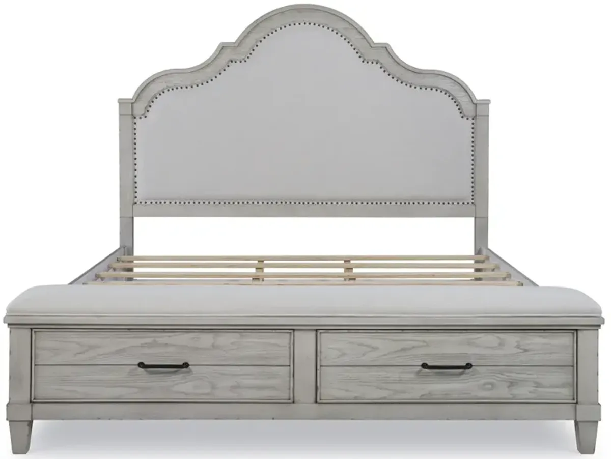 UPHOLSTERED PANEL BED WITH STORAGE FOOTBOARD KING - BELHAVEN