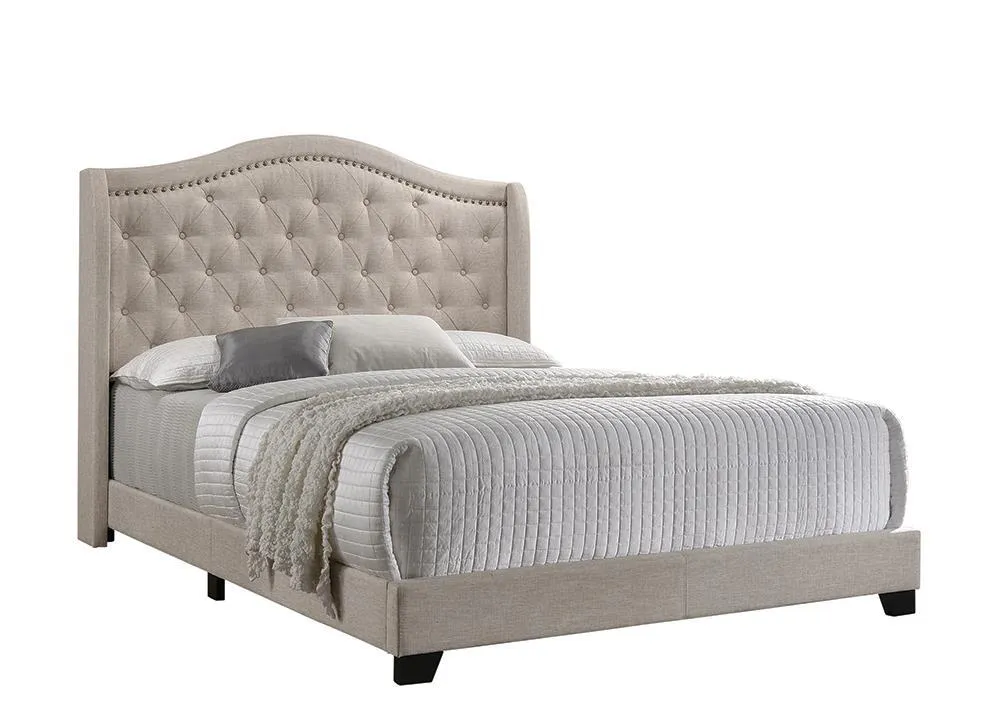 SONOMA FULL UPHOLSTERED BED BEIGE BLACK