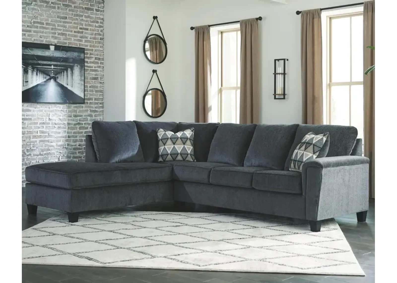 Ashley Abinger 2-Piece Sectional Sleeper with Chaise Left-Arm Facing Smoke