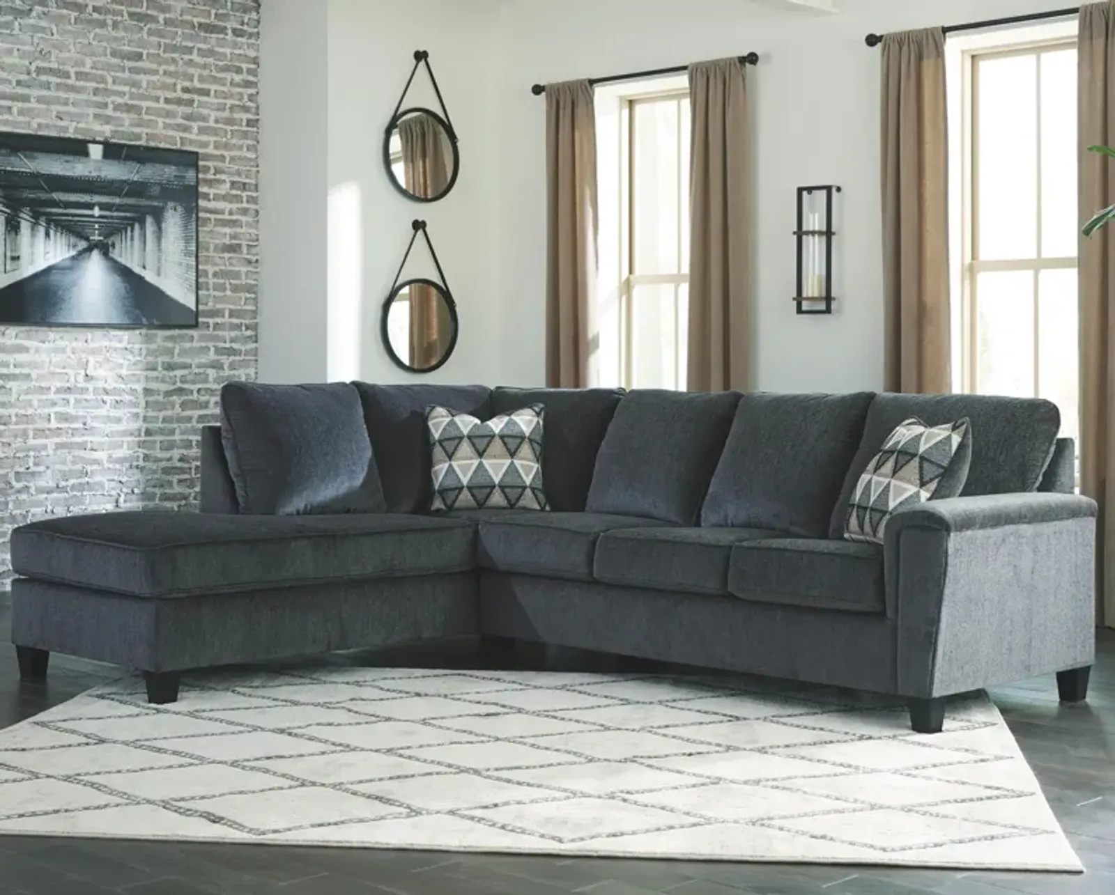 Ashley Abinger 2-Piece Sectional Sleeper with Chaise Left-Arm Facing Smoke