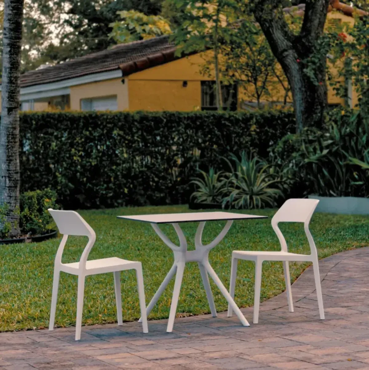 Compamia Snow Dining Set with 2 Chairs White