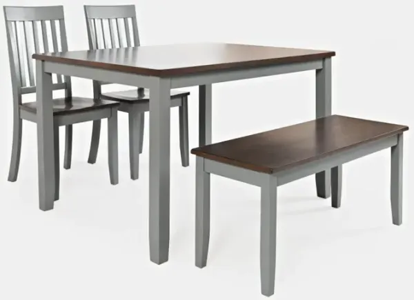 Jofran Decatur Lane Table with 2 Chairs, Bench Grey Autumn Brown