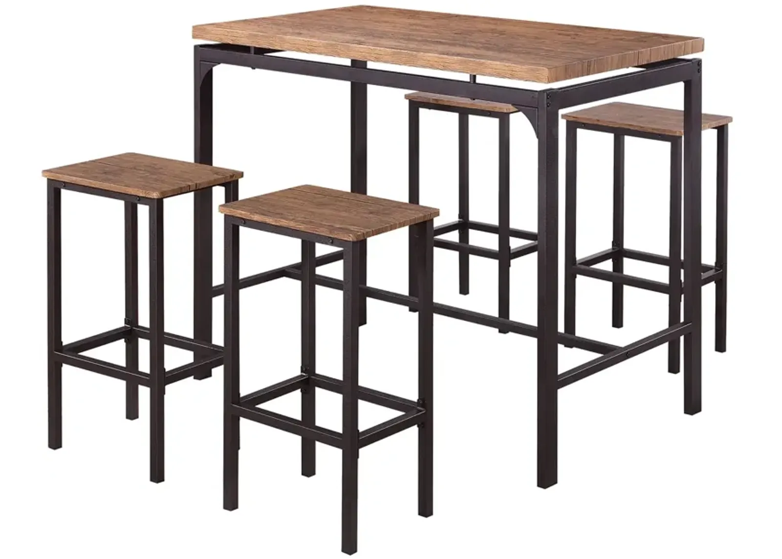 Coaster Santana 5-Piece Pub Height Bar Table Set Weathered Chestnut