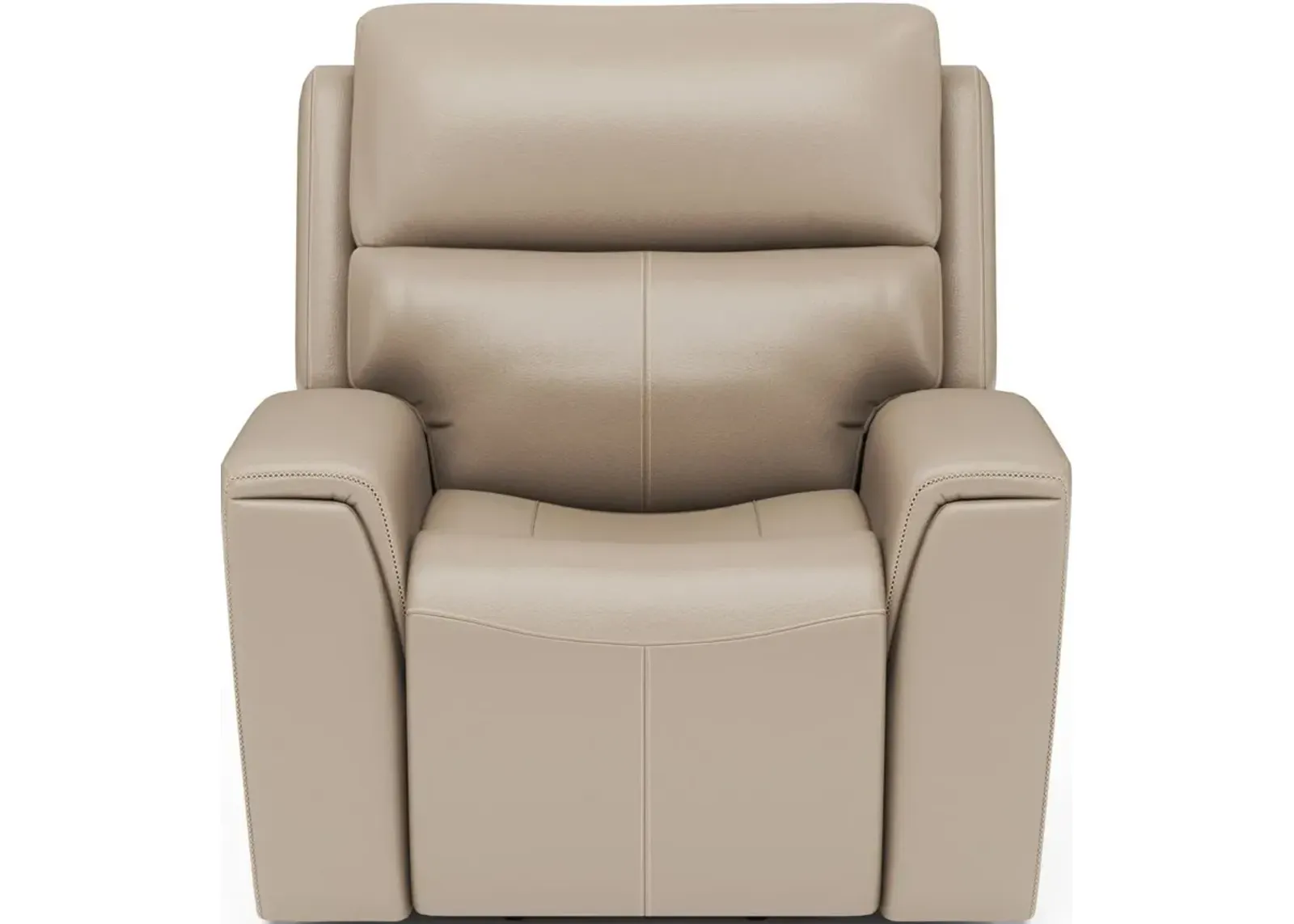 Flexsteel Jarvis Parchment Power Leather Recliner with Power Headrest