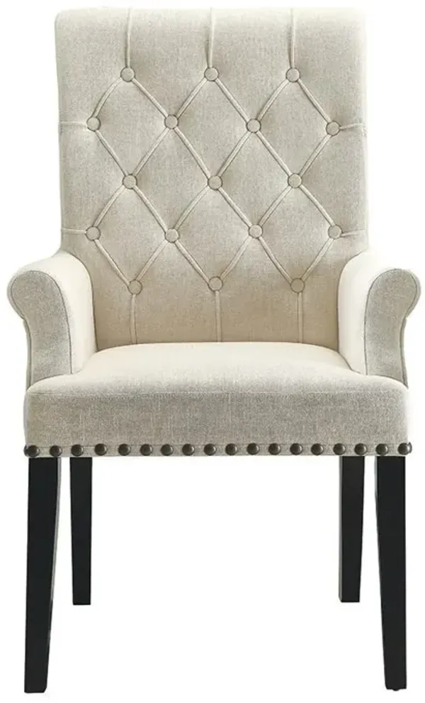 Coaster Alana Fabric Upholstered 41.25 Inch Dining Armchair Beige