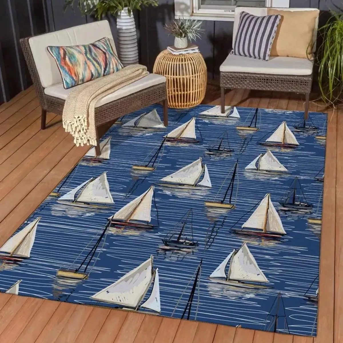 Dalyn Regatta Reverie Nautical Impressions Sailboat 5'X8' Area Rug