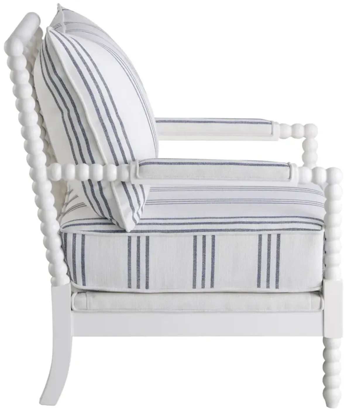 Coaster Blanchett Upholstered Bobbin Accent Chair White & Navy
