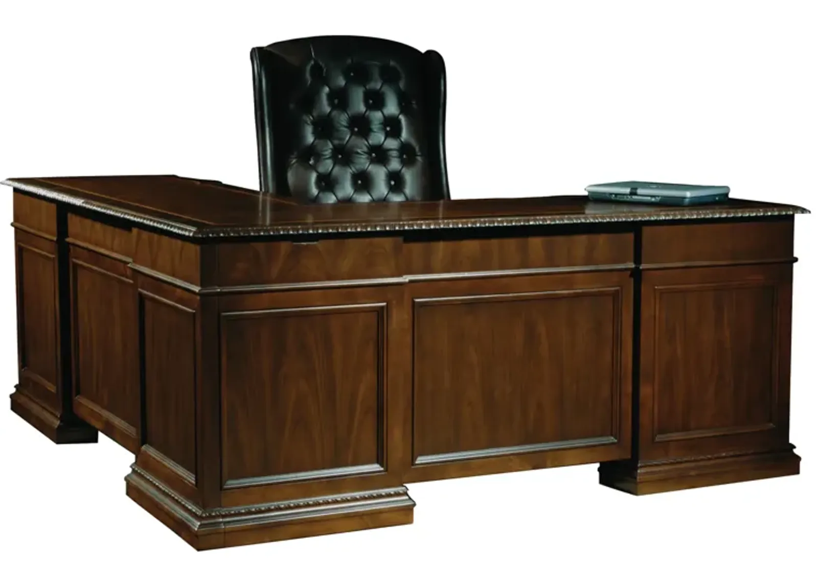 Executive L-Shape Desk - Walnut Burl - Old World