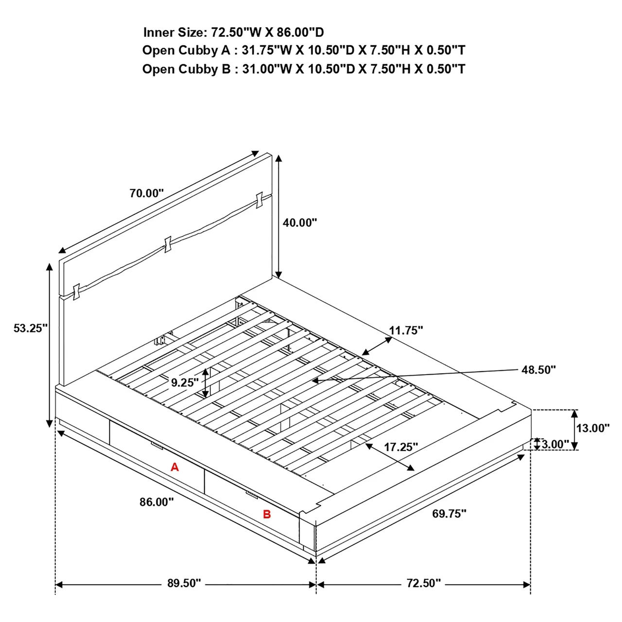 WINSLOW QUEEN STORAGE BED SMOKEY WALNUT/COFFEE BEAN