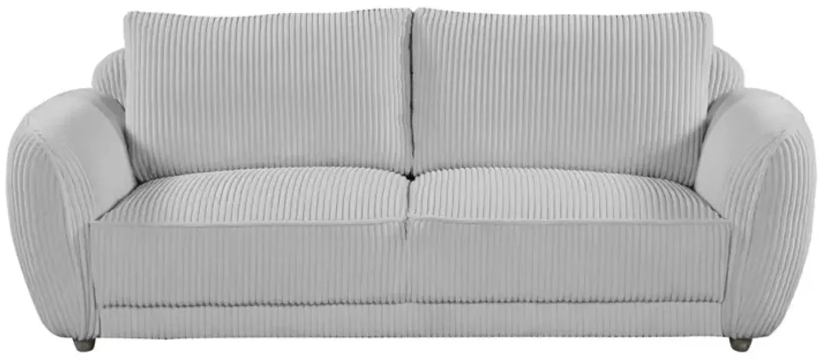 Chintaly Charleston Grey Modern Sofa with Channel Pattern & Wooden Legs