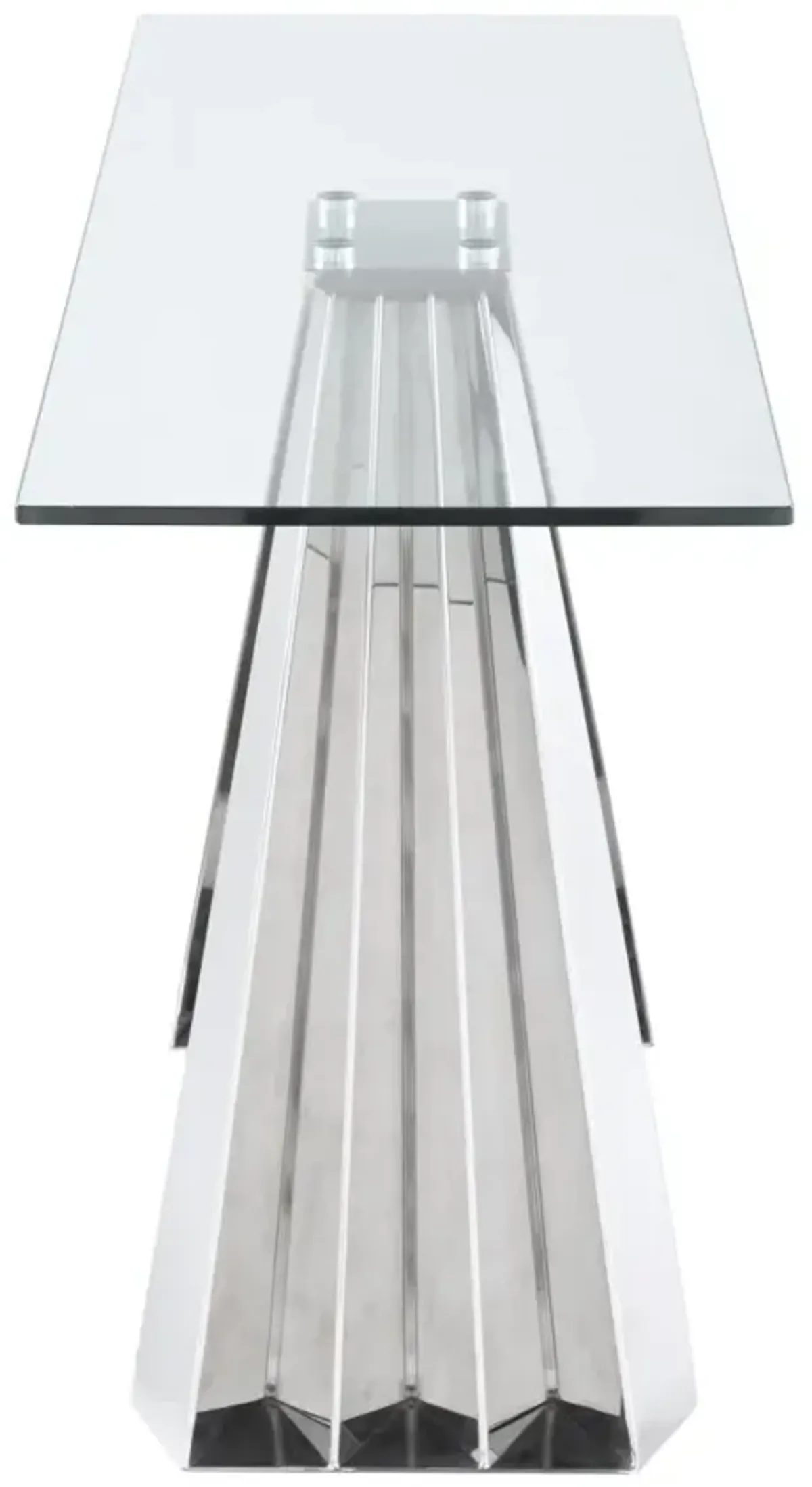 Chintaly Dominique Contemporary 18 Inch X 55 Inch Glass Sofa Table with Flare Pyramid Base