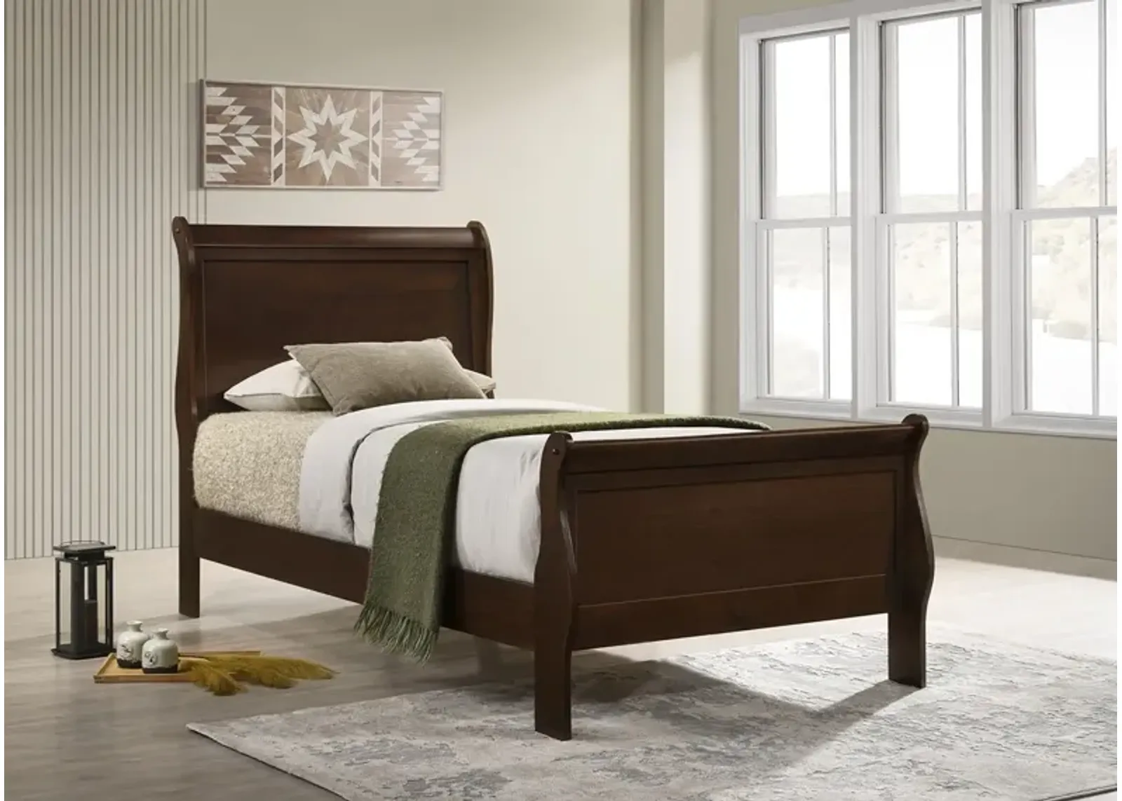 Coaster Louis Philippe Wood Twin Sleigh Bed Cappuccino