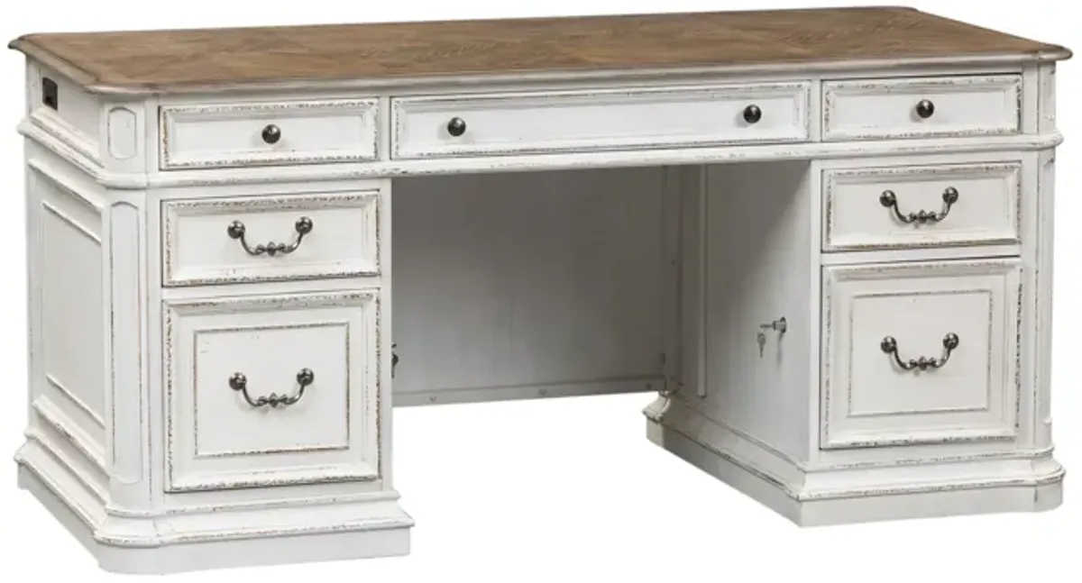 Liberty Furniture Magnolia Manor Antique White Credenza & Hutch