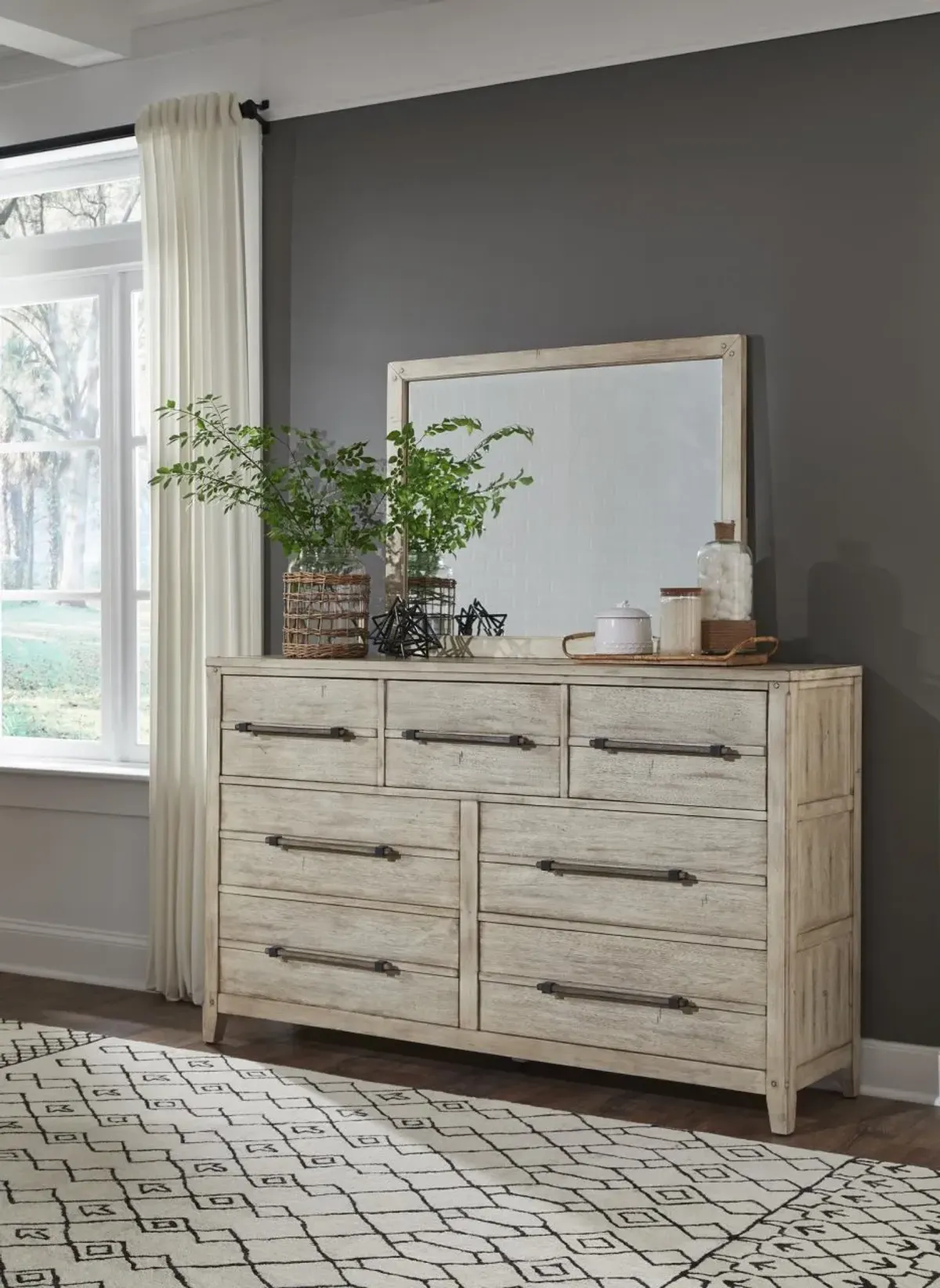 American Woodcrafters Aurora Dresser in Whitewash