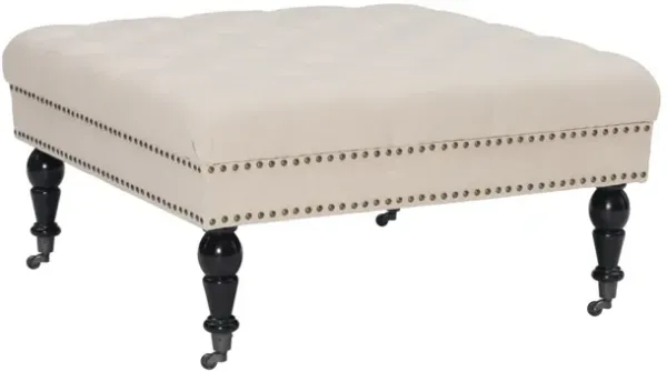 Linon Isabelle Natural Square Tufted Ottoman