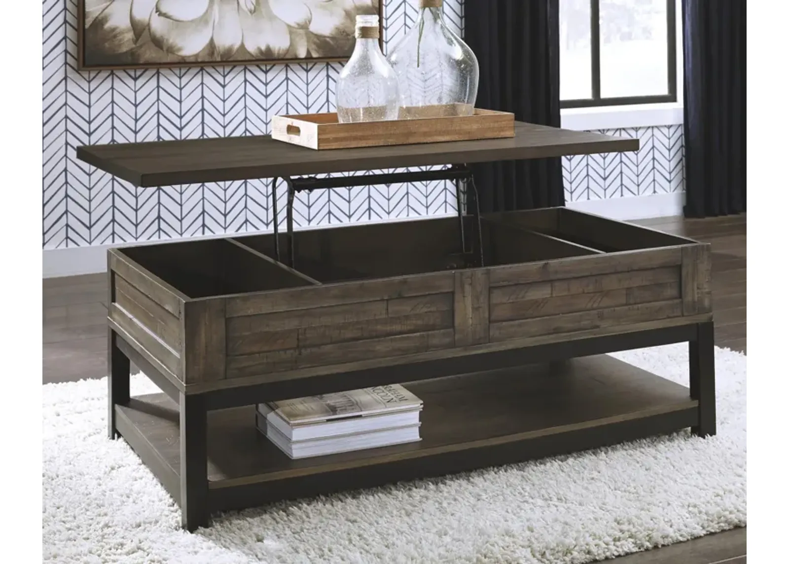 Ashley Johurst Grayish Brown Lift-Top Coffee Table