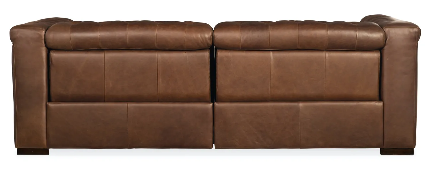 SAVION SADDLEBAG LODGE LEATHER SOFA WITH POWER RECLINING POWER HEADREST