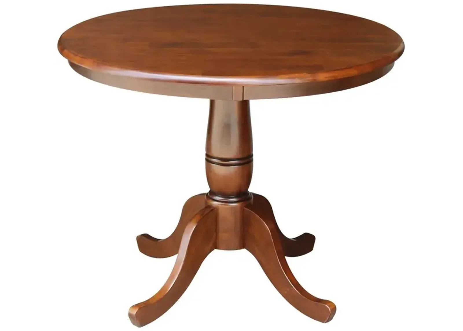 John Thomas Dining Essentials 36 Inch Round Table Top with 30 Inch Traditional Pedestal Base in Espresso