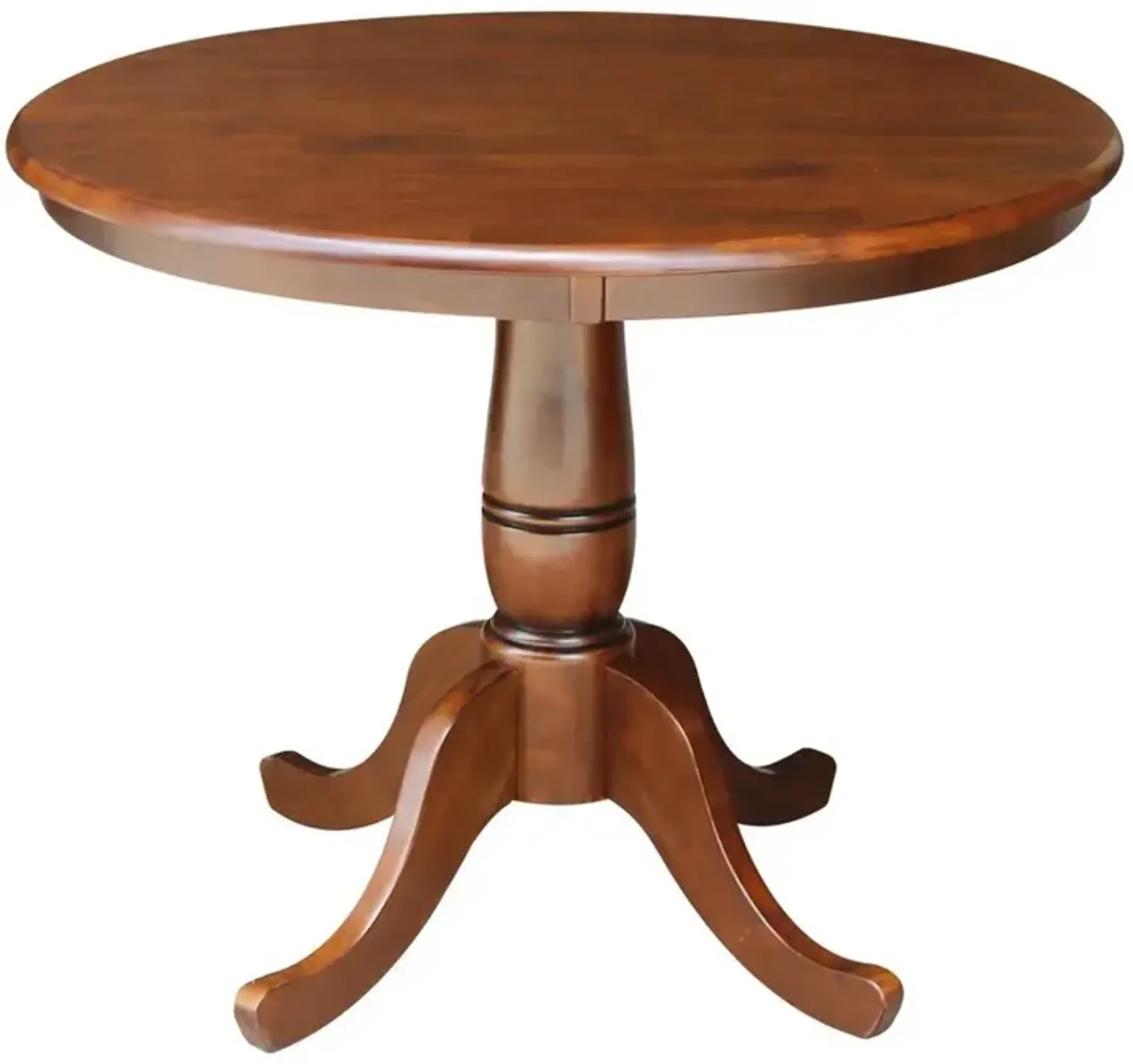 John Thomas Dining Essentials 36 Inch Round Table Top with 30 Inch Traditional Pedestal Base in Espresso