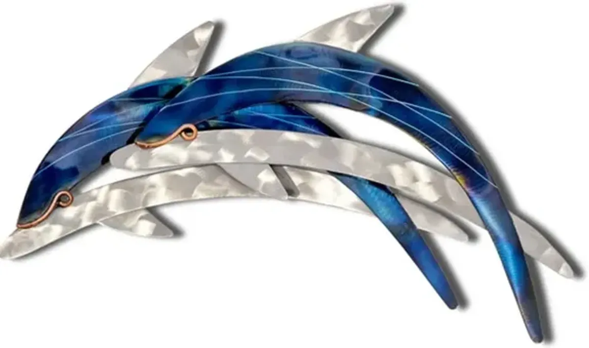 Copper Art Abstract Dolphins Wall Art