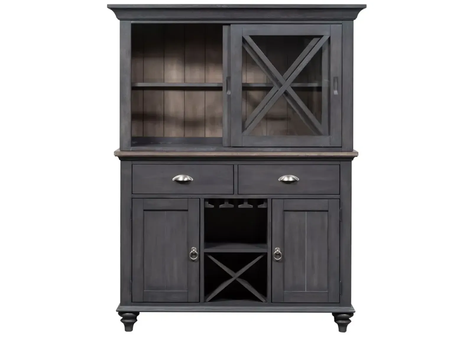 Ocean Isle Slate/Weathered Pine Hutch & Buffet