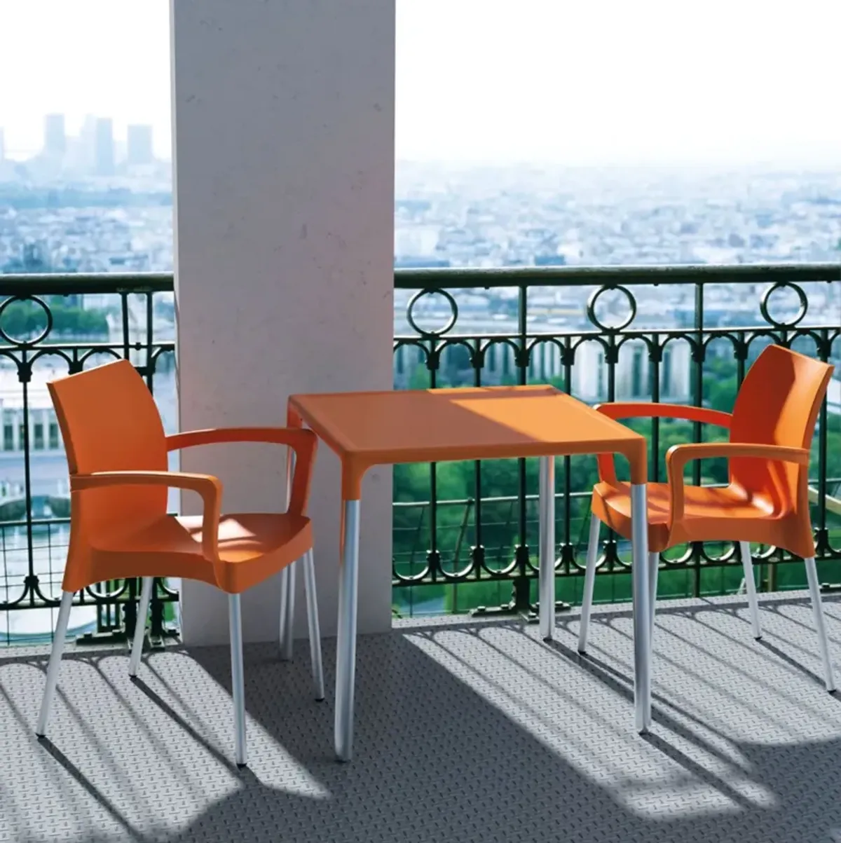 Compamia 28 Inch Mango Alu Outdoor Square Dining Table Orange