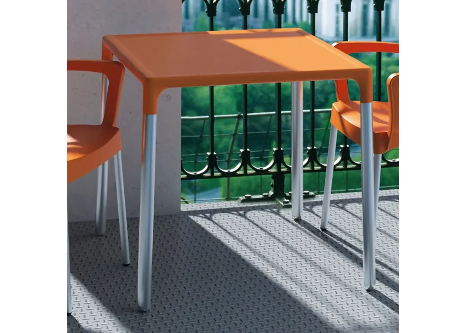 Compamia 28 Inch Mango Alu Outdoor Square Dining Table Orange