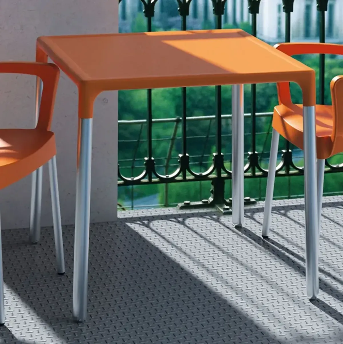 Compamia 28 Inch Mango Alu Outdoor Square Dining Table Orange