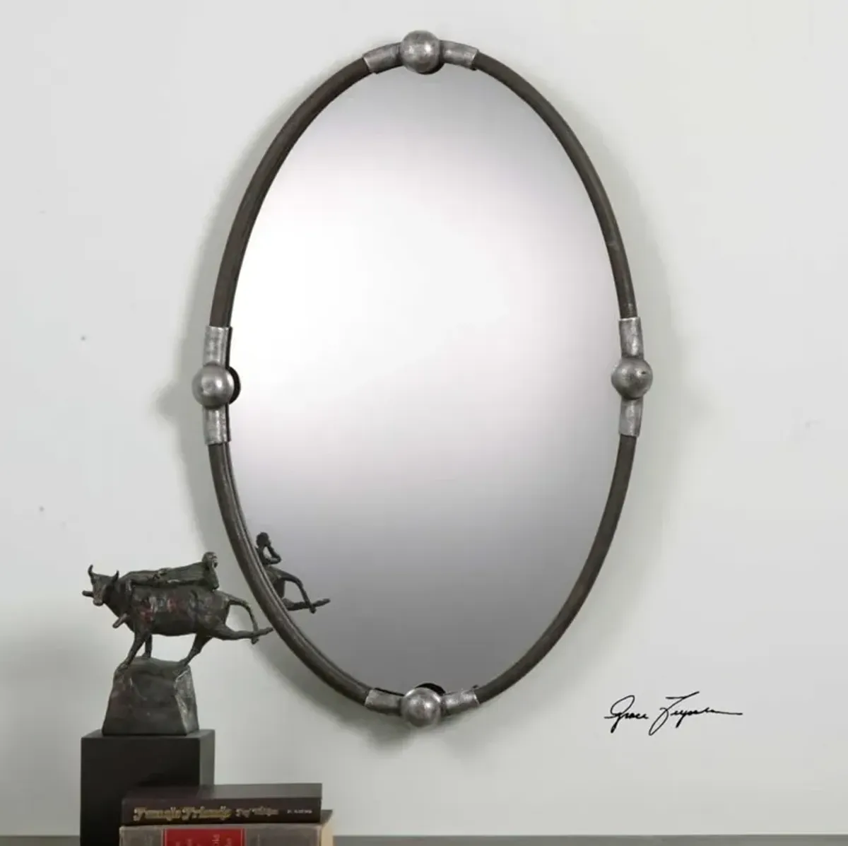 Uttermost Carrick Black Oval Mirror