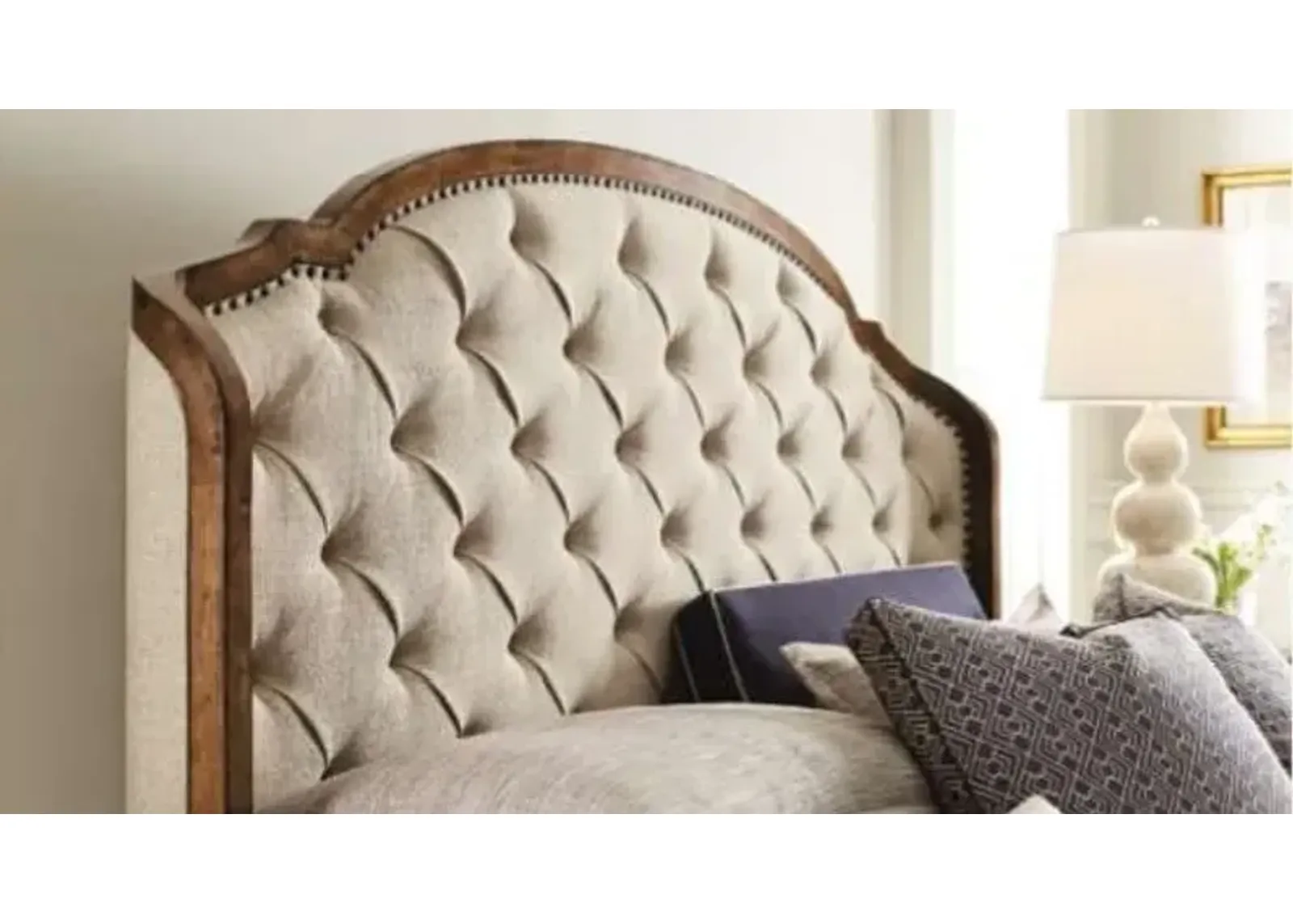 American Drew Glendale Upholstered Shelter Berkshire Queen Headboard