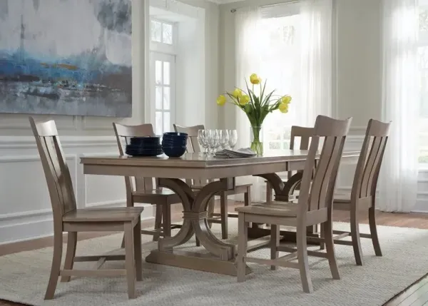 John Thomas Cosmopolitan Extension Table Top & Trestle Base in Taupe Gray