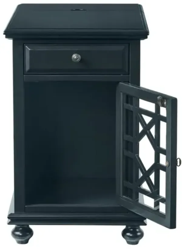 Martin Svensson Elegant Chairside Accent Table with Power in Catalina Blue