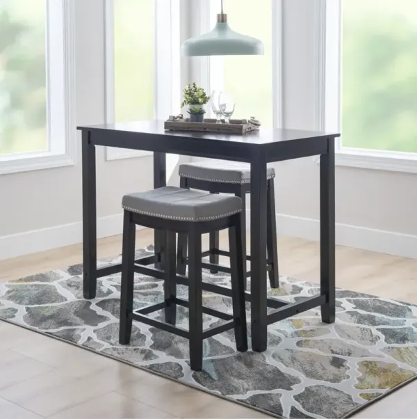 Linon Claridge 3-Piece Counter Set Black Grey