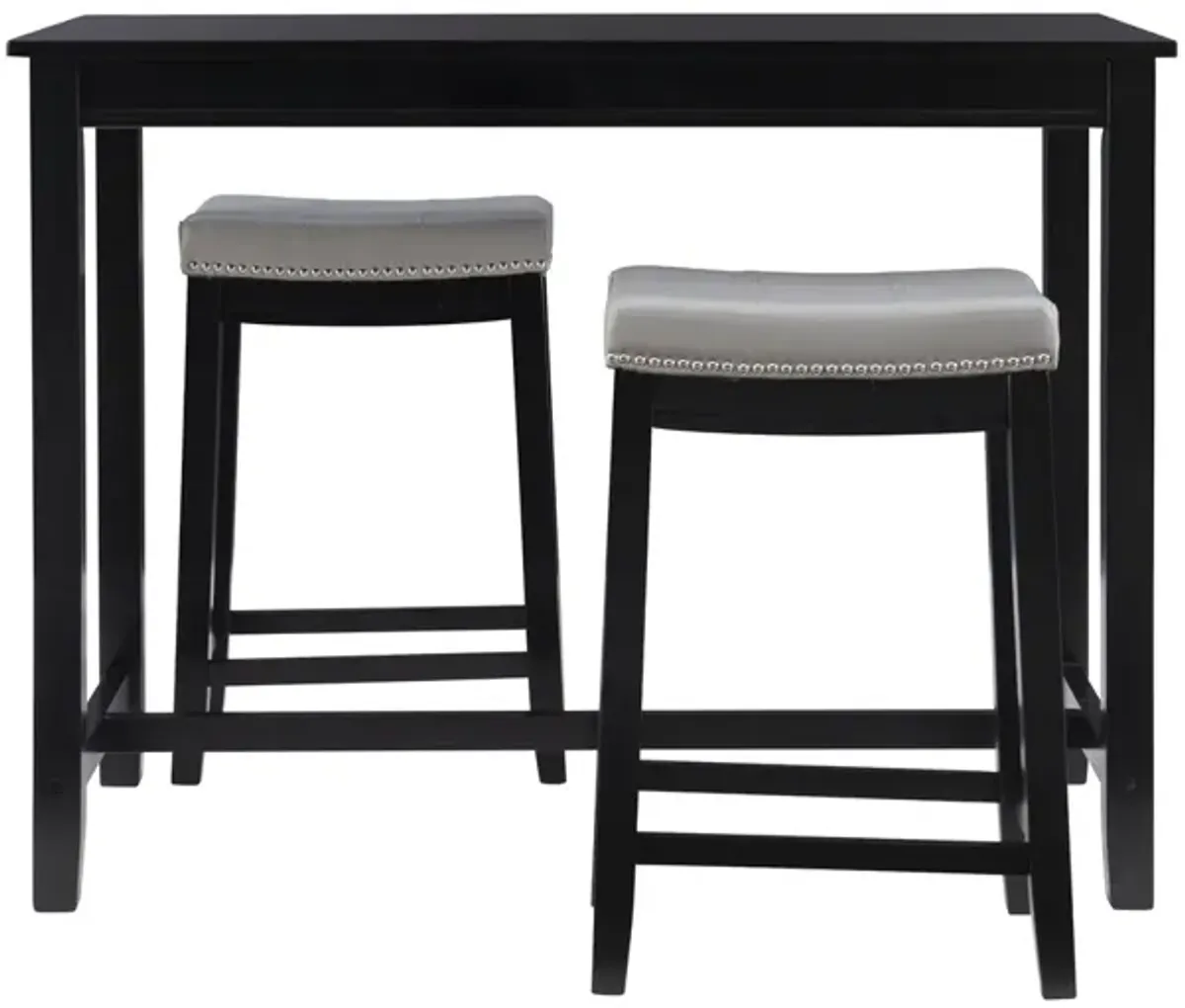 Linon Claridge 3-Piece Counter Set Black Grey