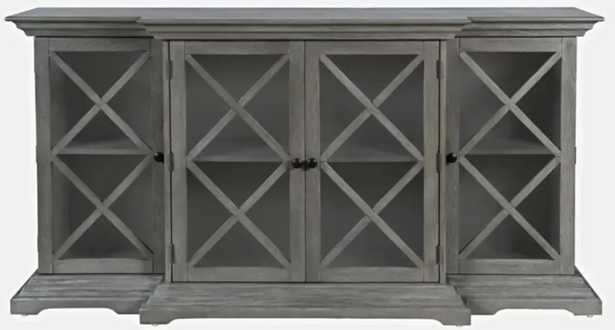 Jofran Carrington Large Breakfront Cabinet Grey