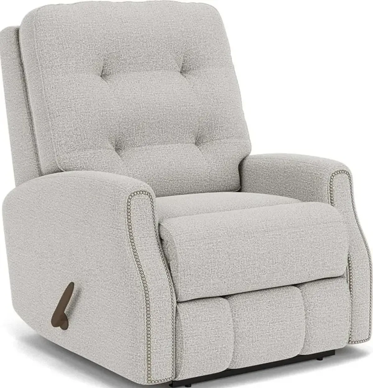 Flexsteel Devon Silver Glacier Rocking Manual Recliner with Nailhead Trim