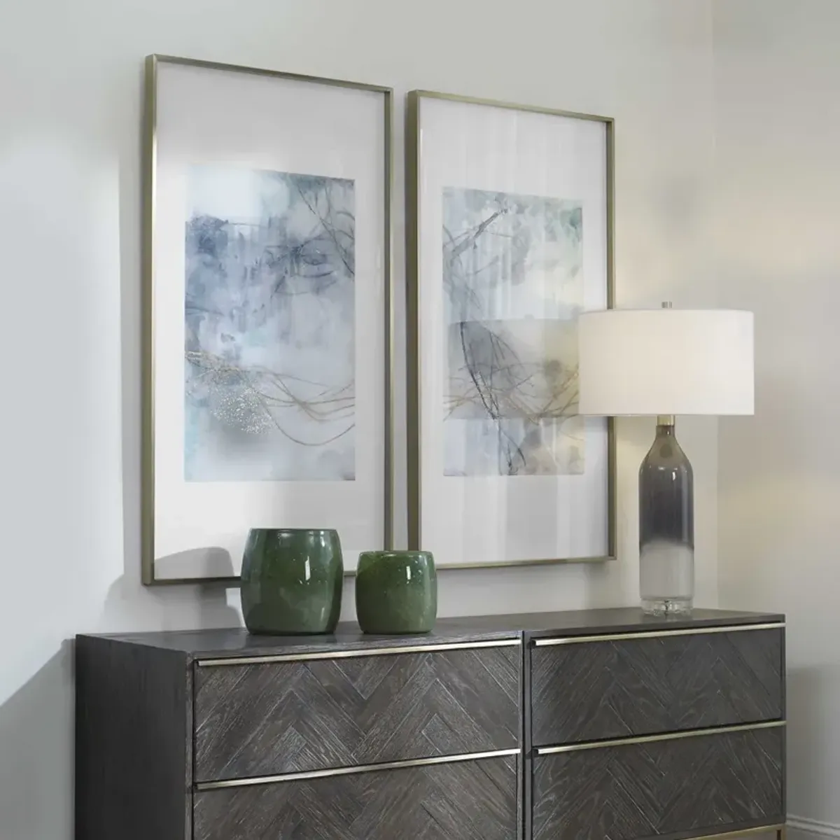 Uttermost Undulating Oro 2-Piece Brushed Gold Abstract Prints