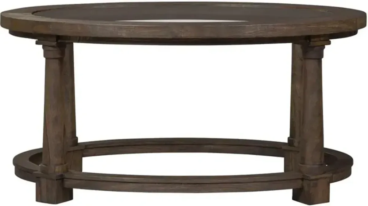 Elegant Reflections Oval Glass-Top Wooden Coffee Table