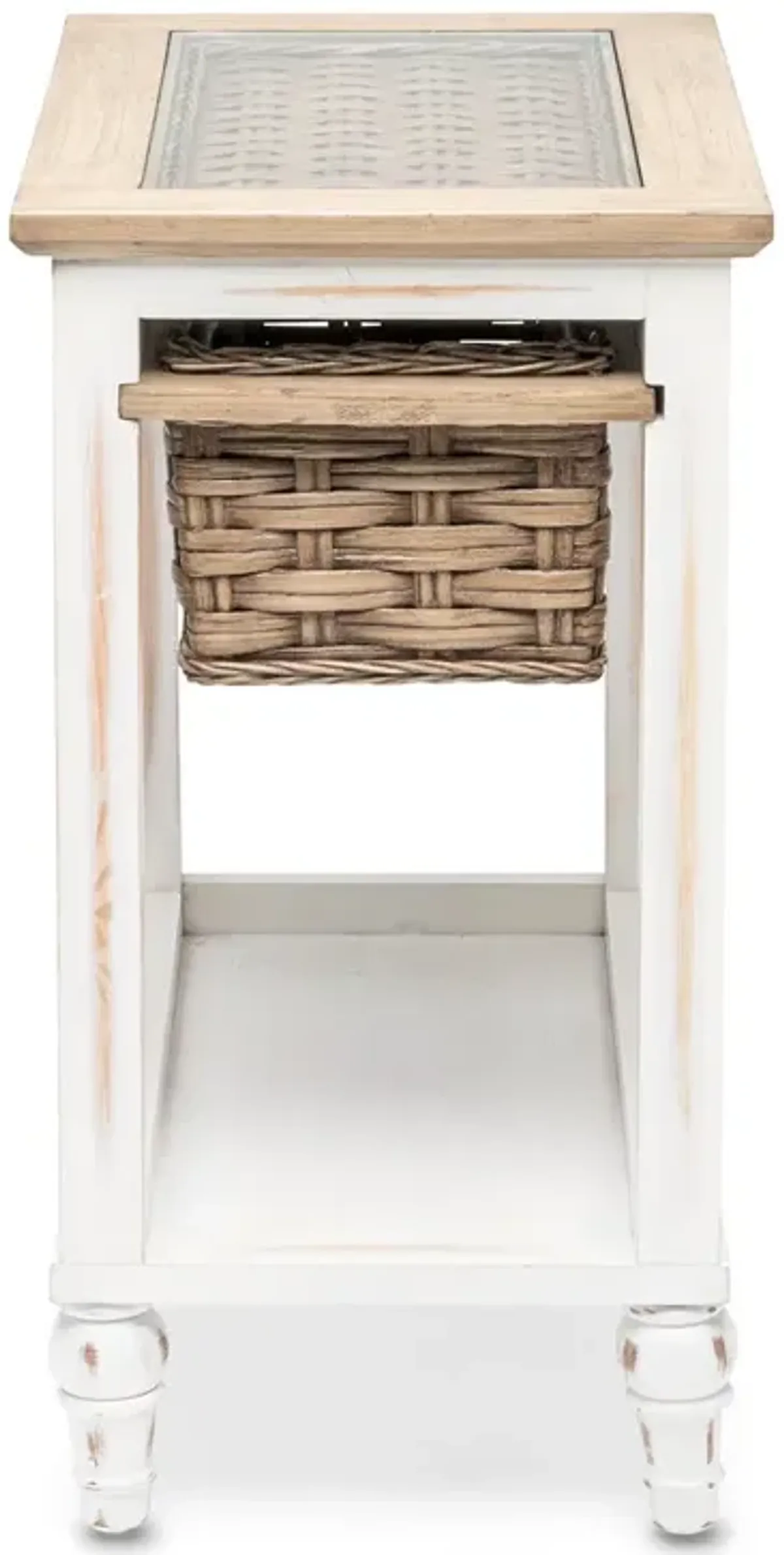 Seawinds Island Breeze Chairside Table Weathered Wood/White Finish