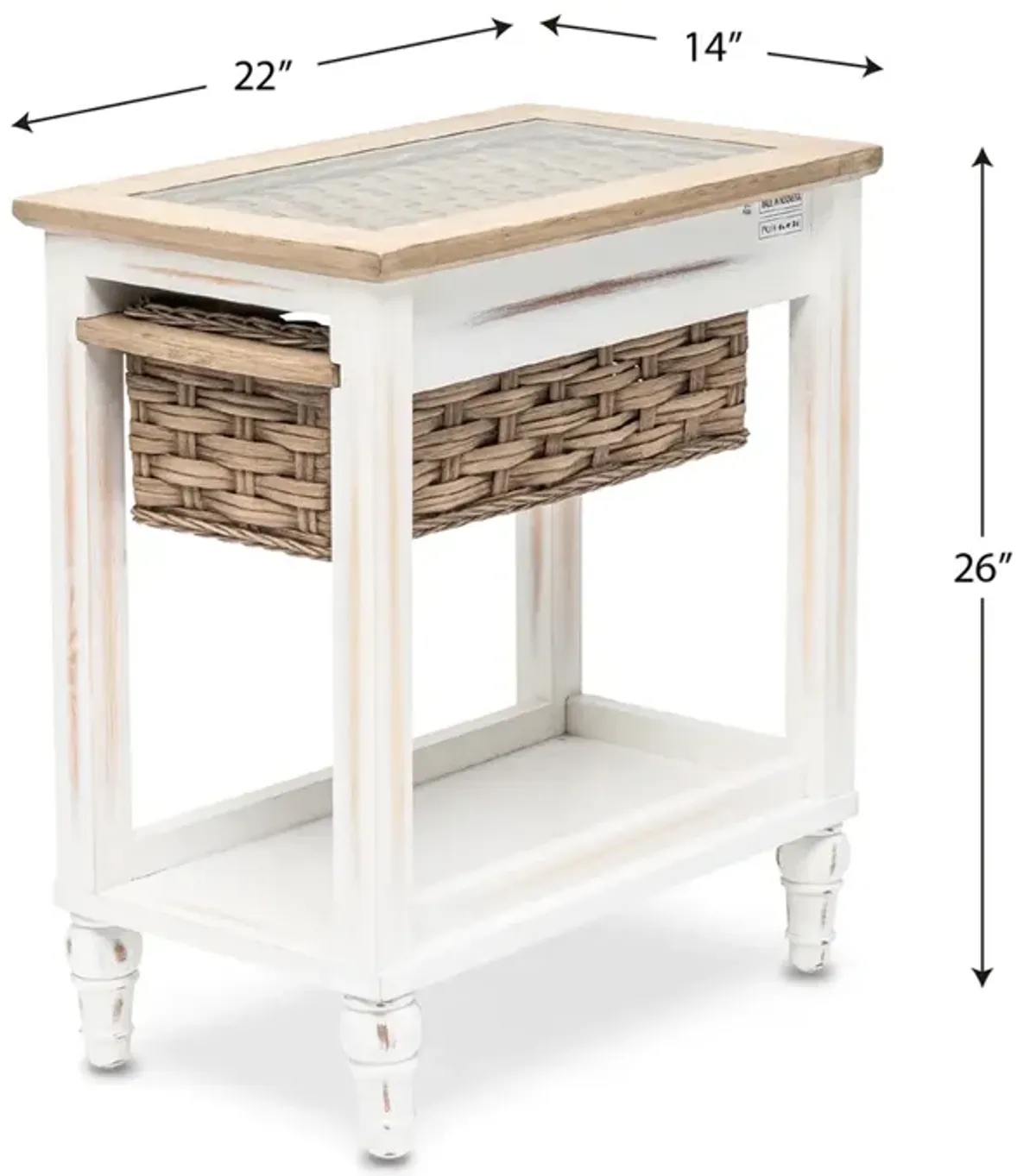 Seawinds Island Breeze Chairside Table Weathered Wood/White Finish