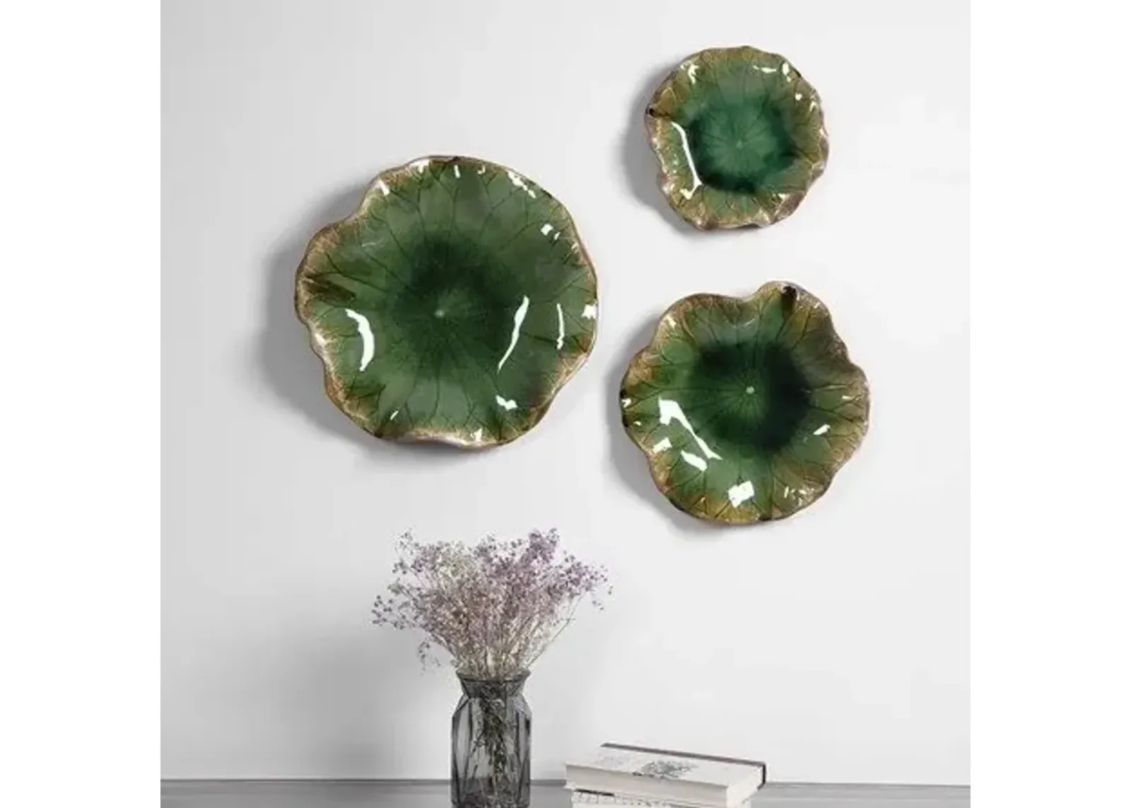 Uttermost Abella Green Ceramic Wall Decor Set of 3