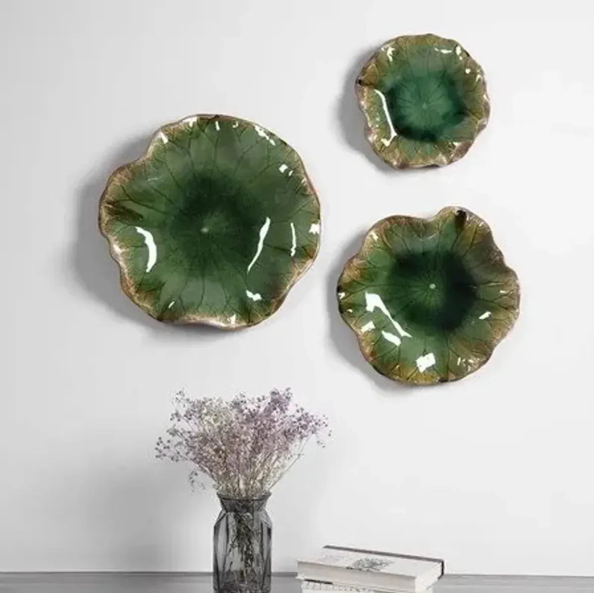 Uttermost Abella Green Ceramic Wall Decor Set of 3