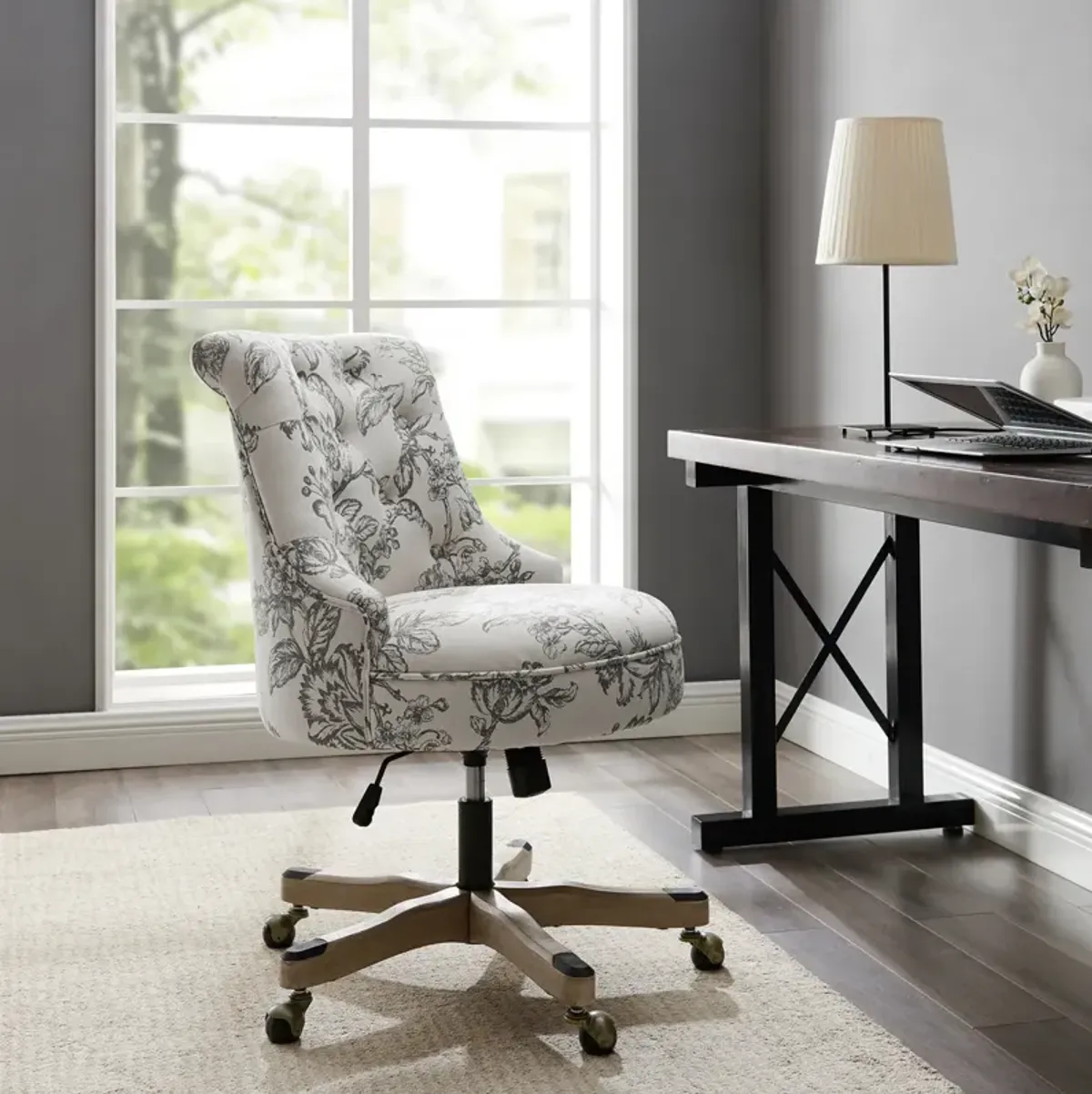 Linon Sinclair Floral Home Office Desk Chair