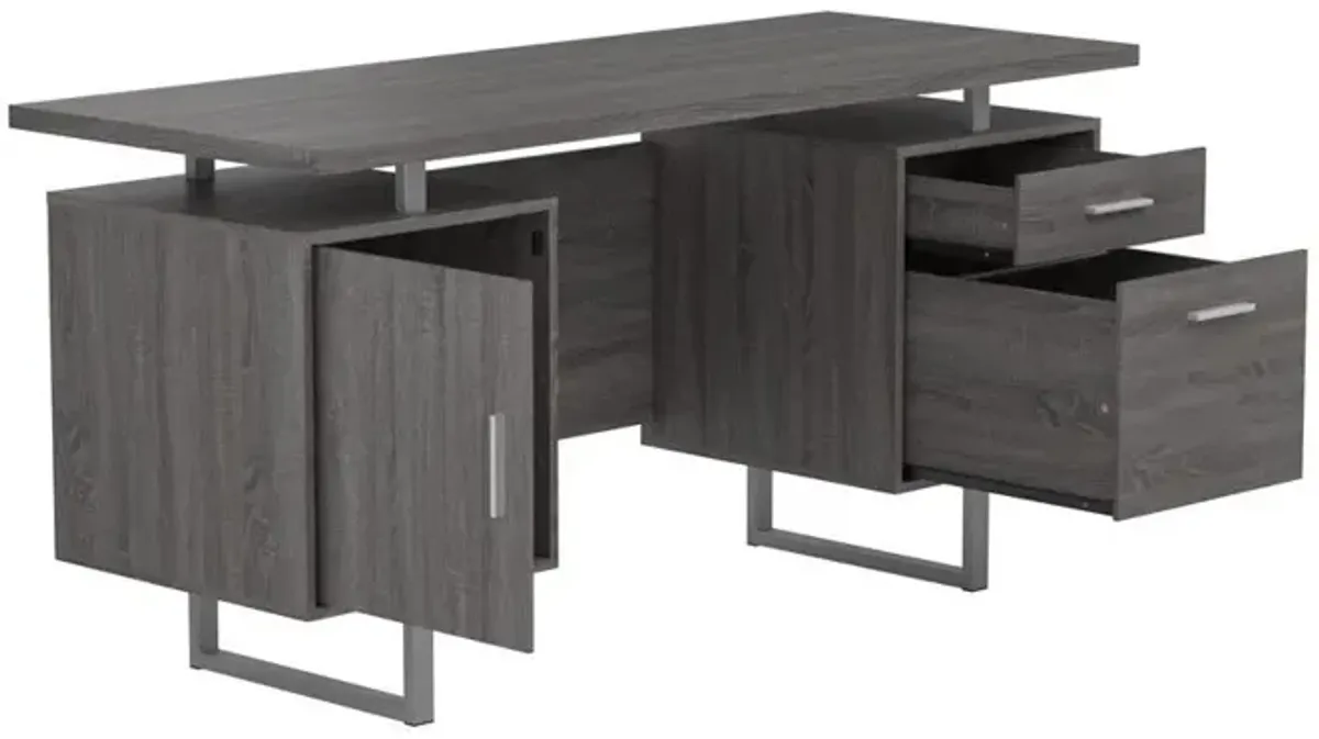 Coaster Lawtey 60 Inch 2-Drawer Office Computer Desk Weathered Grey