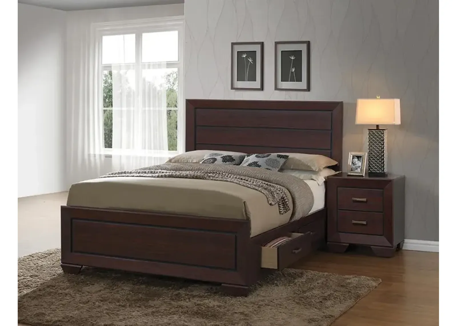 Coaster Kauffman Wood Queen Storage Panel Bed Dark Cocoa